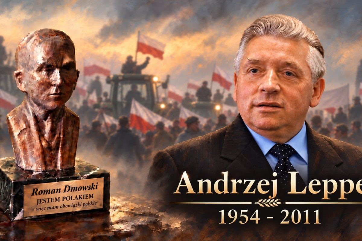 Andrzej Lepper uhonorowany popiersiem Romana Dmowskiego